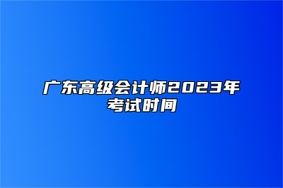 广东高级会计师2023年考试时间