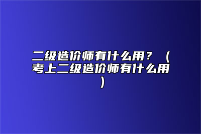 二级造价师有什么用？（考上二级造价师有什么用）