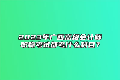 2023年广西高级会计师职称考试都考什么科目？