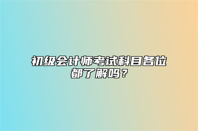 初级会计师考试科目各位都了解吗？