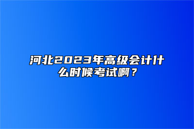河北2023年高级会计什么时候考试啊？