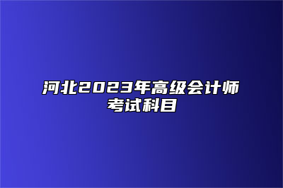 河北2023年高级会计师考试科目