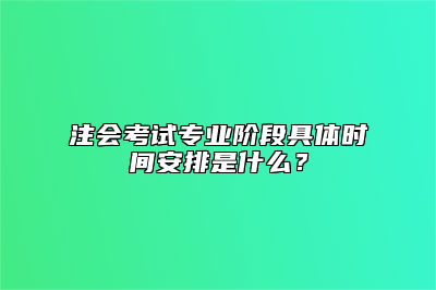 注会考试专业阶段具体时间安排是什么？