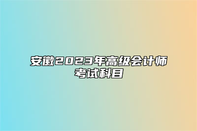 安徽2023年高级会计师考试科目
