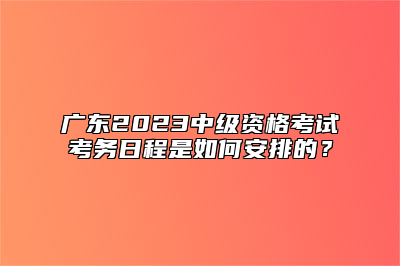 广东2023中级资格考试考务日程是如何安排的？