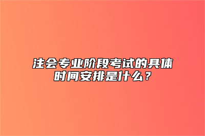 注会专业阶段考试的具体时间安排是什么？