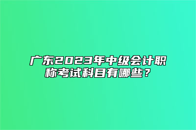 广东2023年中级会计职称考试科目有哪些？