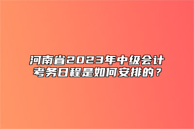 河南省2023年中级会计考务日程是如何安排的？