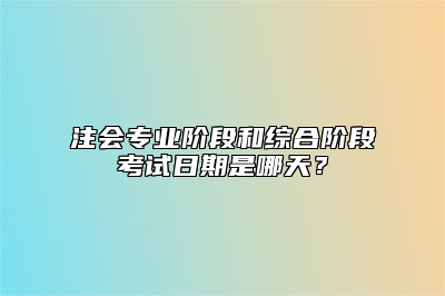 注会专业阶段和综合阶段考试日期是哪天？