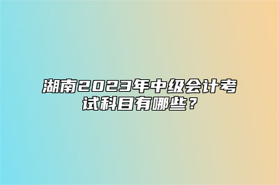 湖南2023年中级会计考试科目有哪些？