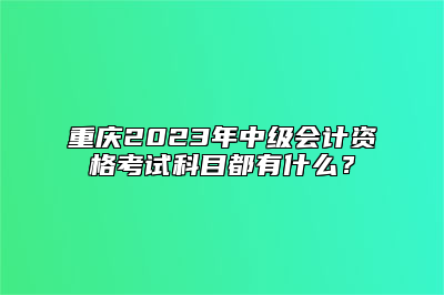 重庆2023年中级会计资格考试科目都有什么？