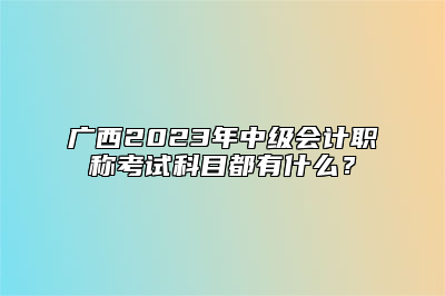 广西2023年中级会计职称考试科目都有什么？