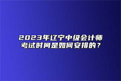 2023年辽宁中级会计师考试时间是如何安排的？