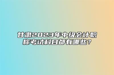 甘肃2023年中级会计职称考试科目都有哪些？