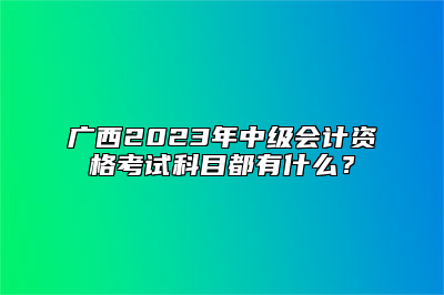 广西2023年中级会计资格考试科目都有什么？