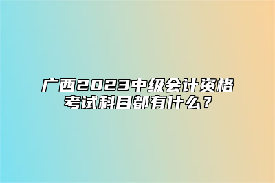 广西2023中级会计资格考试科目都有什么？