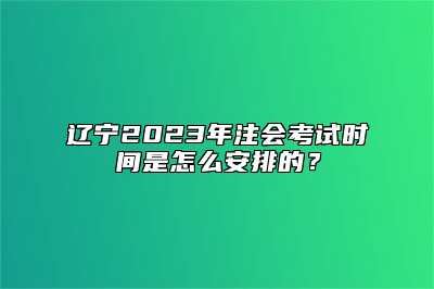 辽宁2023年注会考试时间是怎么安排的？