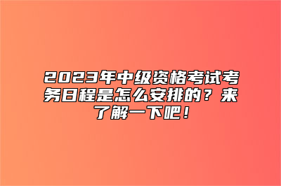 2023年中级资格考试考务日程是怎么安排的？来了解一下吧！