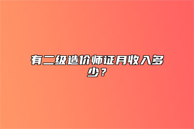 有二级造价师证月收入多少？
