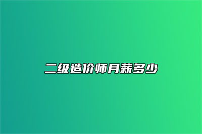 二级造价师月薪多少