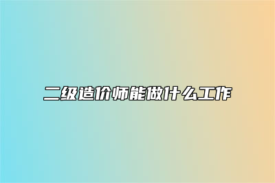 二级造价师能做什么工作