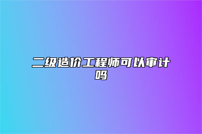 二级造价工程师可以审计吗