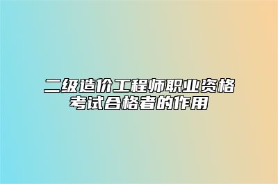 二级造价工程师职业资格考试合格者的作用